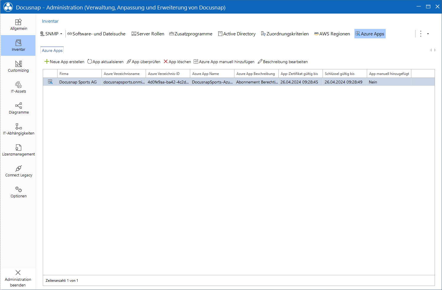 Docusnap Administration Inventar Azure Apps Docusnap Administration Inventar Azure Apps