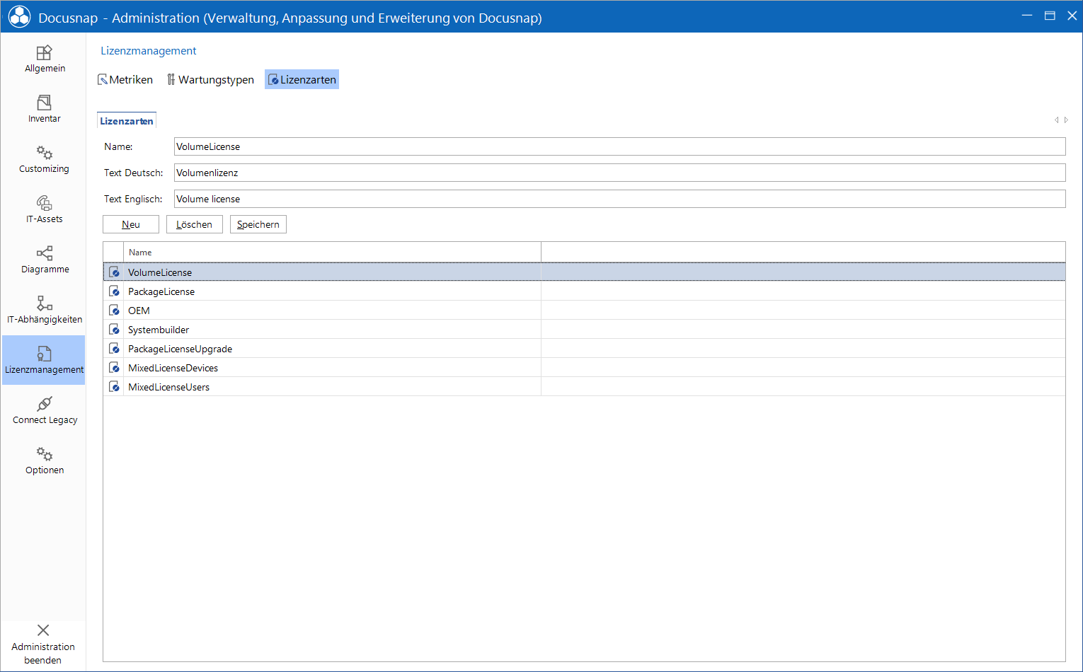 Docusnap Administration Lizenzmanagement Lizenzarten