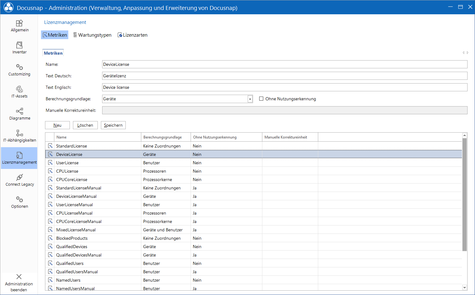 Docusnap Administration Lizenzmanagement Softwarekategorien