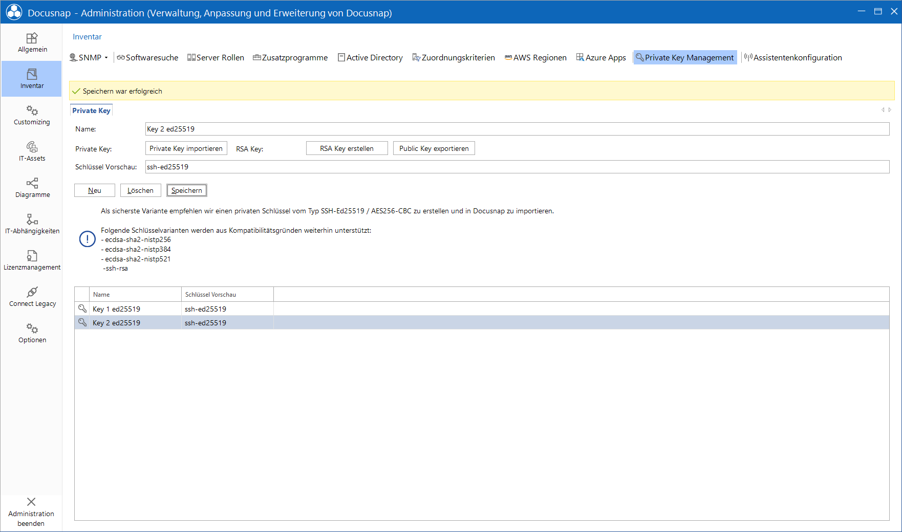 Docusnap Administration RSA erstellen Docusnap Administration RSA erstellen