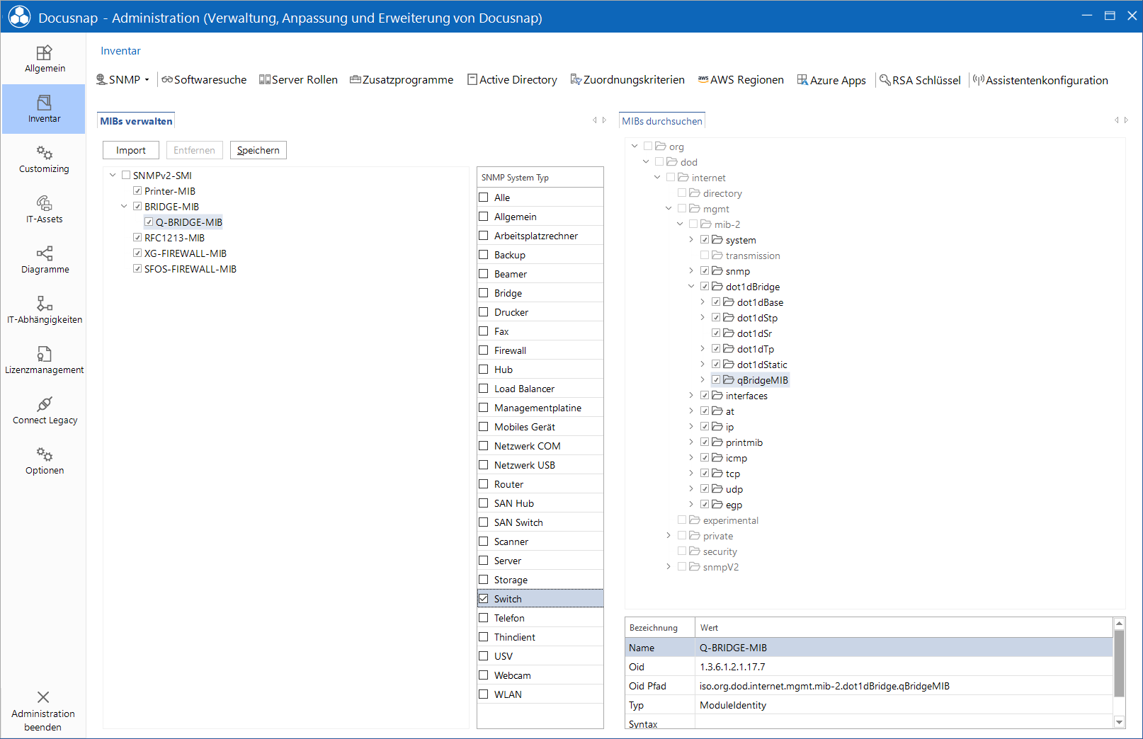 Docusnap Administration Inventar SNMP MIBs Docusnap Administration Inventar SNMP MIBs