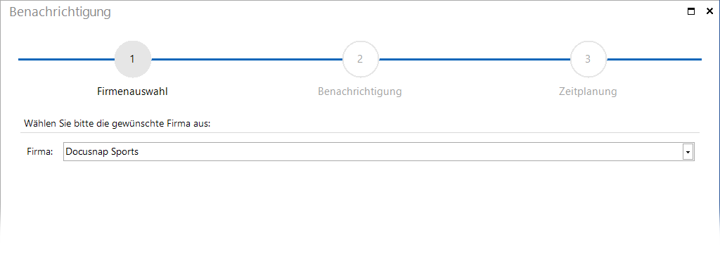 Docusnap-Benachrichtigungen Firmenauswahl