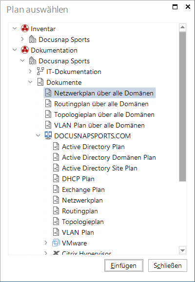 Docusnap IT-Konzepte Plan auswählen Domänen
