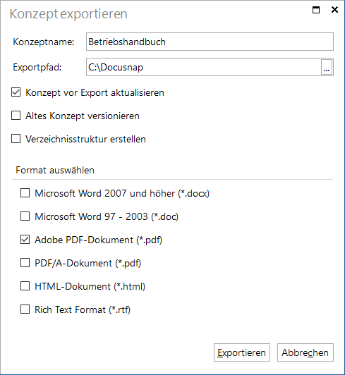 Docusnap IT Konzepte exportieren Docusnap IT Konzepte exportieren
