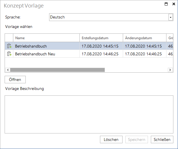 Docusnap IT Konzepte Vorlagen verwalten Docusnap IT Konzepte Vorlagen verwalten