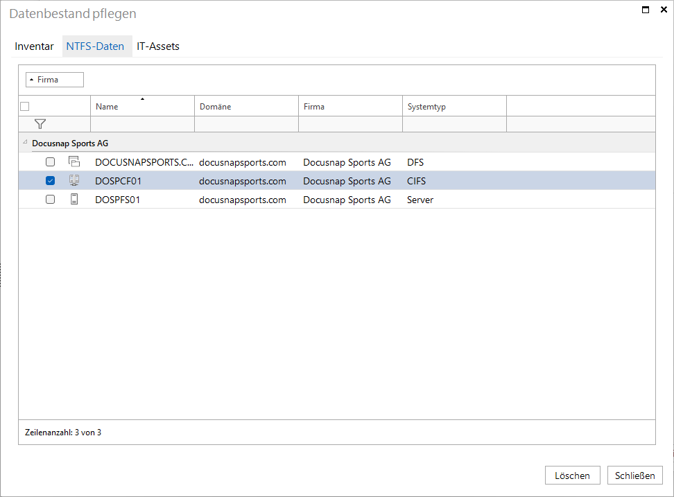 Docusnap Datenbestand NTFS pflegen Docusnap Datenbestand NTFS pflegen