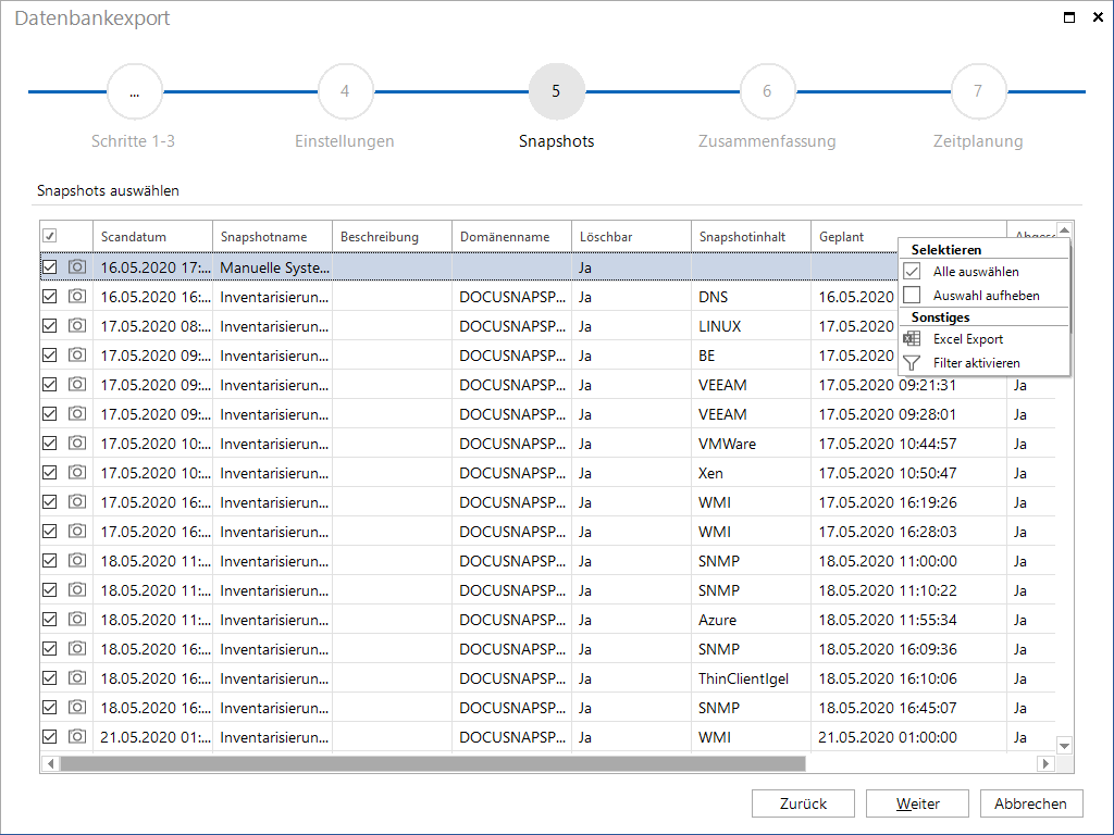 Docusnap Datenbankexport Snapshot Docusnap Datenbankexport Snapshot
