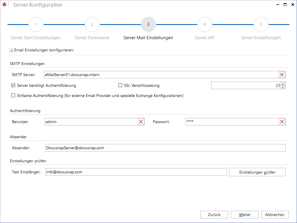 Docusnap Konfiguration Server-Email Docusnap Konfiguration Server-Email