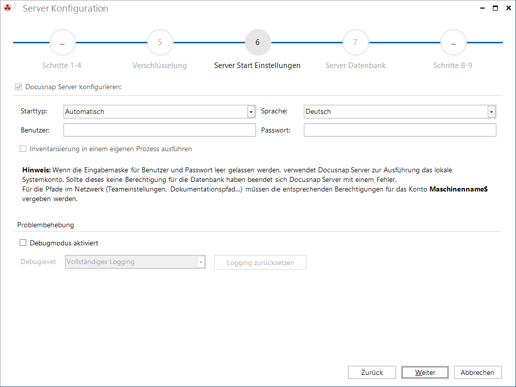 Docusnap Konfiguration Server Docusnap Konfiguration Server
