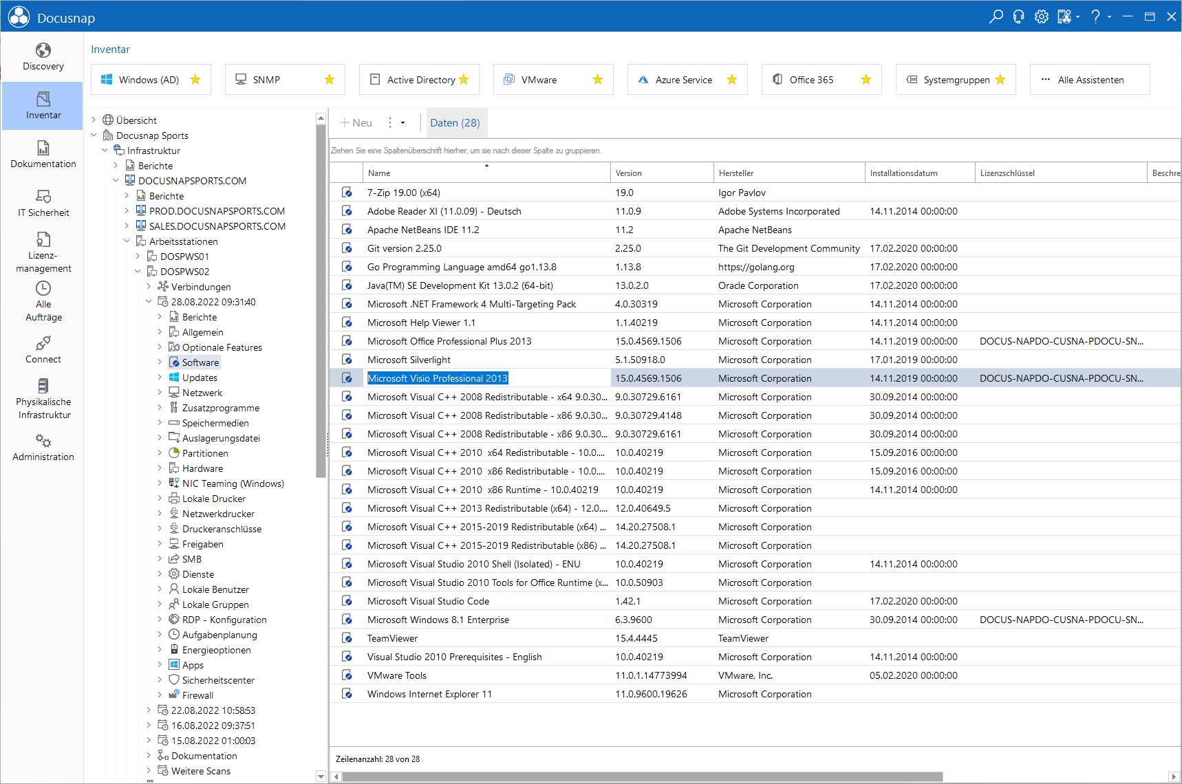 Docusnap Software-Daten Docusnap Software-Daten