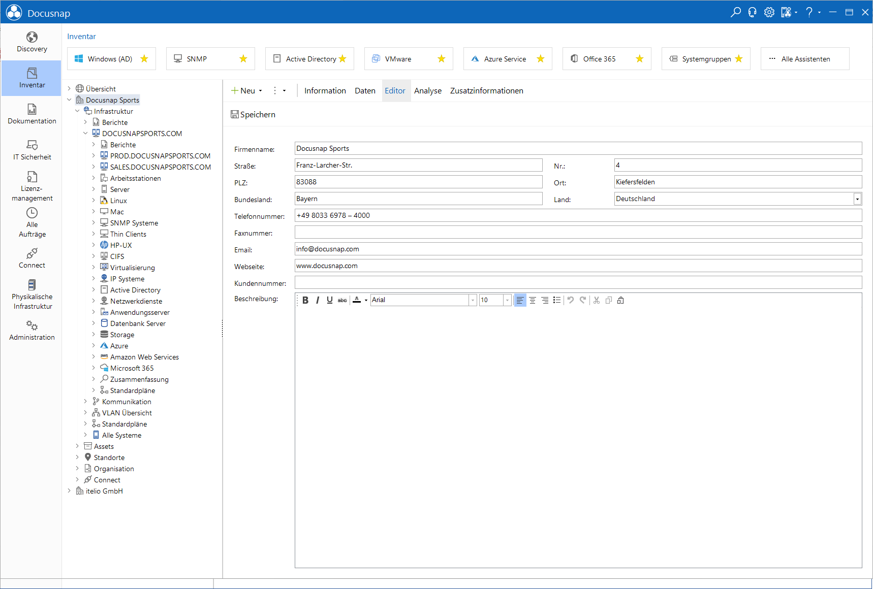 Docusnap Datenexplorer Firma editieren Docusnap Datenexplorer Firma editieren