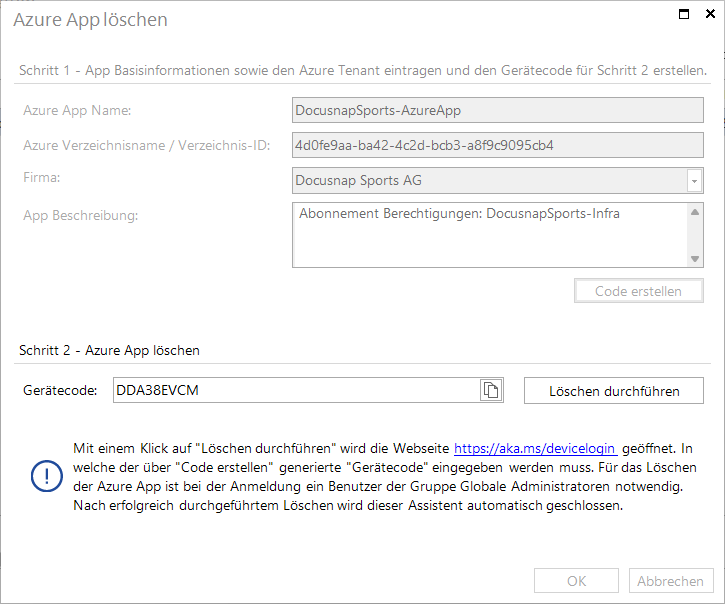 Docusnap Azure Apps löschen Docusnap Azure Apps löschen