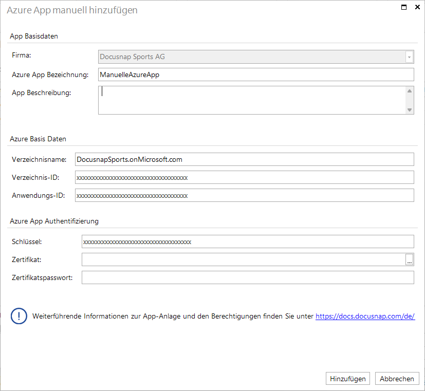 Docusnap Azure App manuell hinzufügen Docusnap Azure App manuell hinzufügen