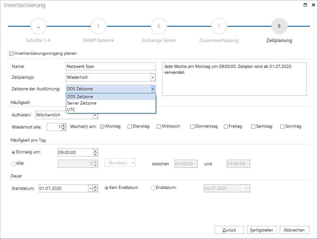 Docusnap Inventarisierung Zeitplanung