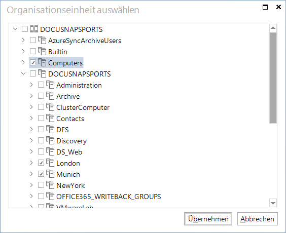Docusnap Inventarisierung Active Directory OU festlegen Docusnap Inventarisierung Active Directory OU festlegen