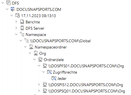 Docusnap Inventarisierung DFS Baum Namespace Docusnap Inventarisierung DFS Baum Namespace