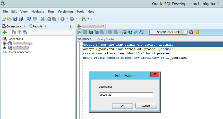Docusnap Inventarisierung Oracle Benutzer erstellen Developer Docusnap Inventarisierung Oracle Benutzer erstellen Developer