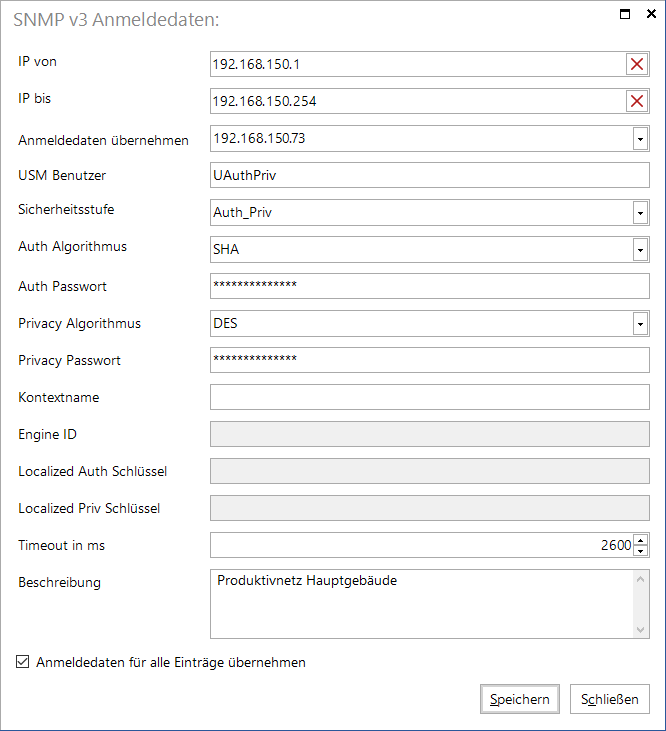 Docusnap Inventarisierung SNMP V3 IP-Bereich Informationen Docusnap Inventarisierung SNMP V3 IP-Bereich Informationen