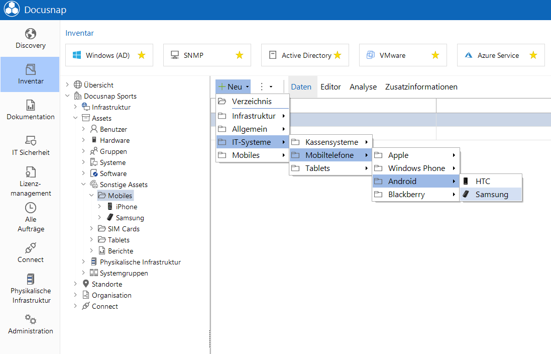 Docusnap IT Asset anlegen Docusnap IT Asset anlegen