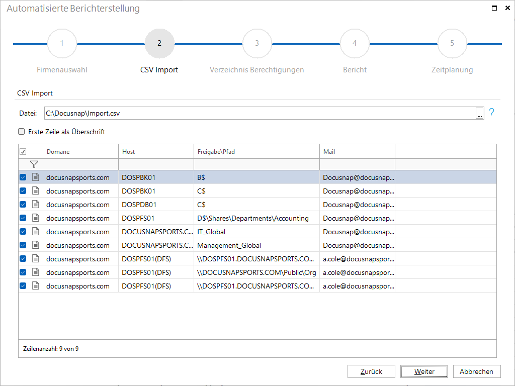 Docusnap Berechtigungsanalyse CSV Import Docusnap Berechtigungsanalyse CSV Import