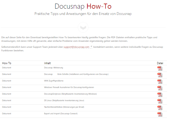 Docusnap Menü Hilfe How-To Docusnap Menü Hilfe How-To