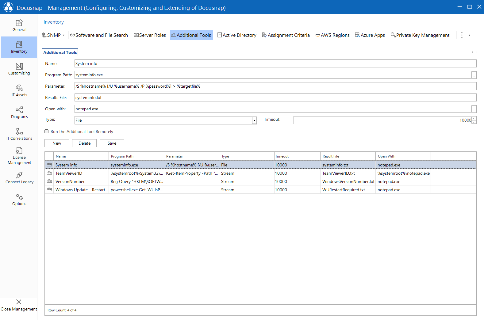 Docusnap Management Inventory Additional Tools