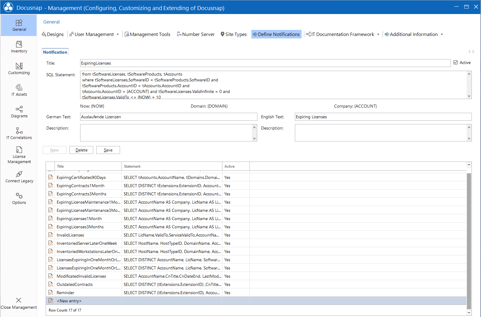 Docusnap Management Define Notifications Docusnap Management Define Notifications