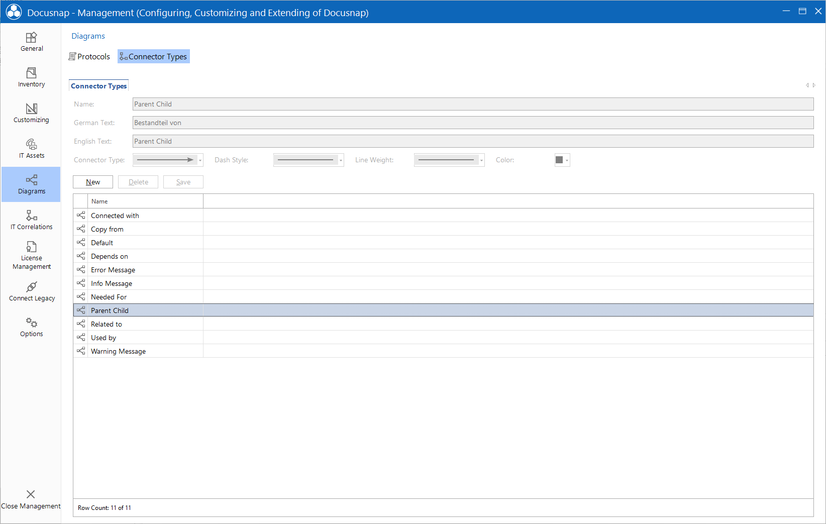 Docusnap Management Relations Connector Types