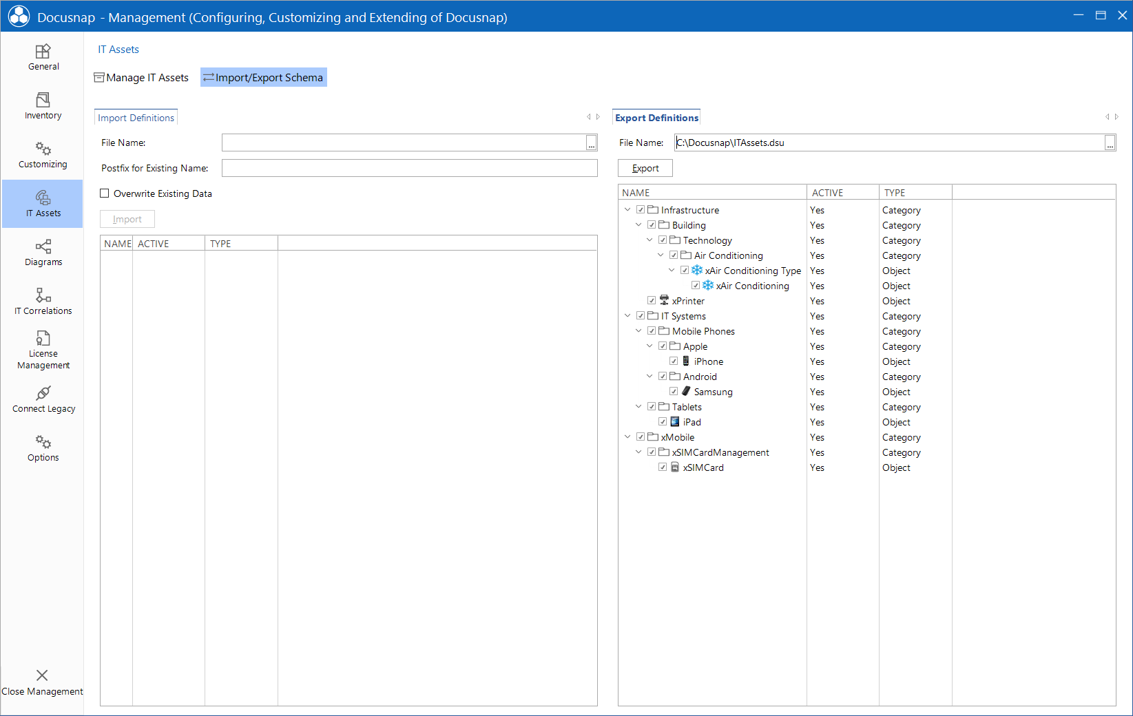 Docusnap Management IT Assets Export