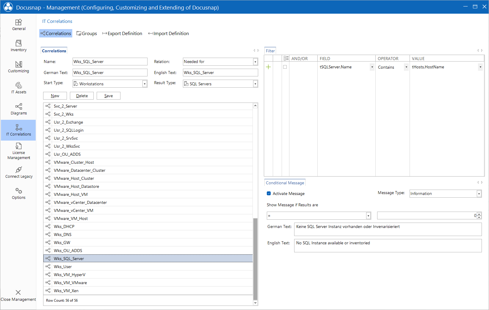Docusnap Management Correlations Create Docusnap Management Correlations Create