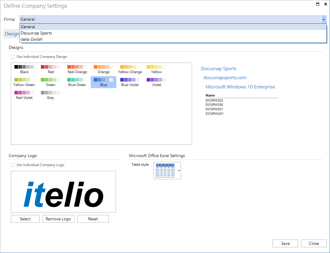 Docusnap Management Customizing Design Format