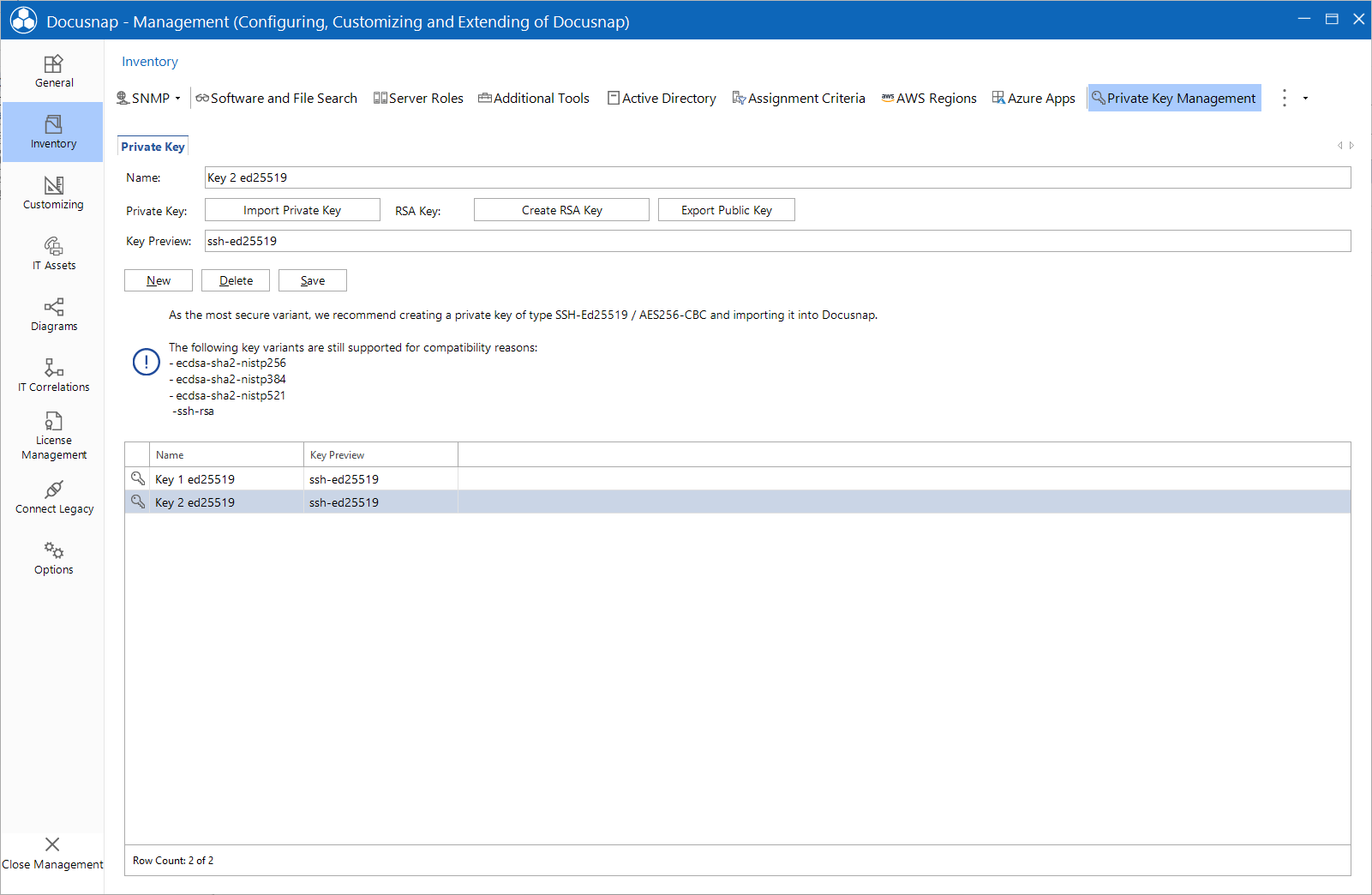 Docusnap Management Create RSA Docusnap Management Create RSA
