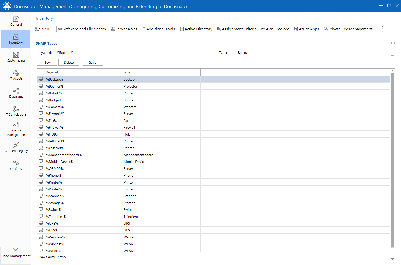 Docusnap Management Inventory SNMP Types Docusnap Management Inventory SNMP Types