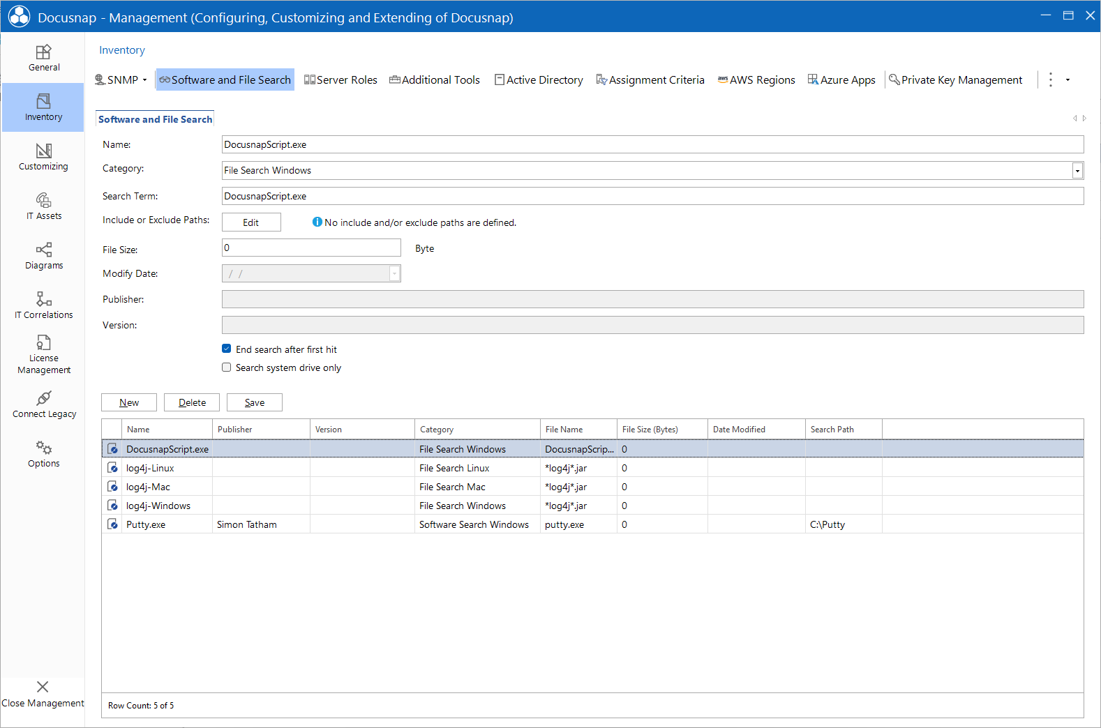 Docusnap Management Inventory Software Search