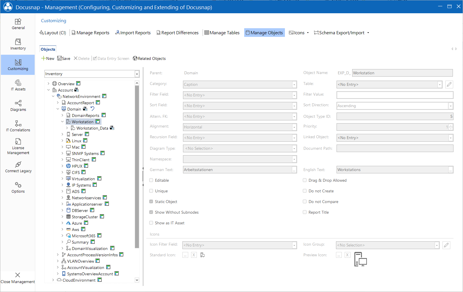 Docusnap Tools Manage Metaobjects Caption