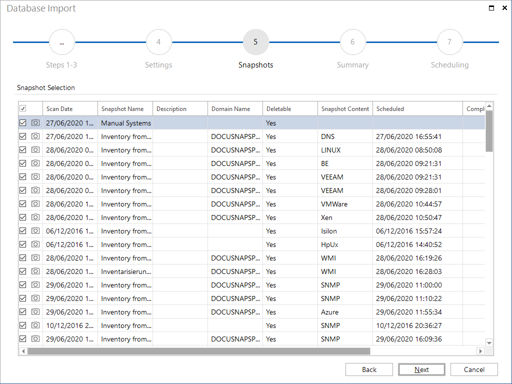 Docusnap-Database-Import-Snapshots Docusnap-Database-Import-Snapshots