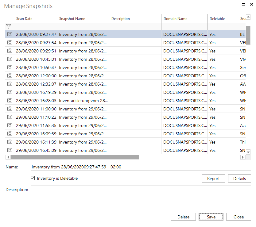 Docusnap Advanced Settings Manage Snapshots Docusnap Advanced Settings Manage Snapshots