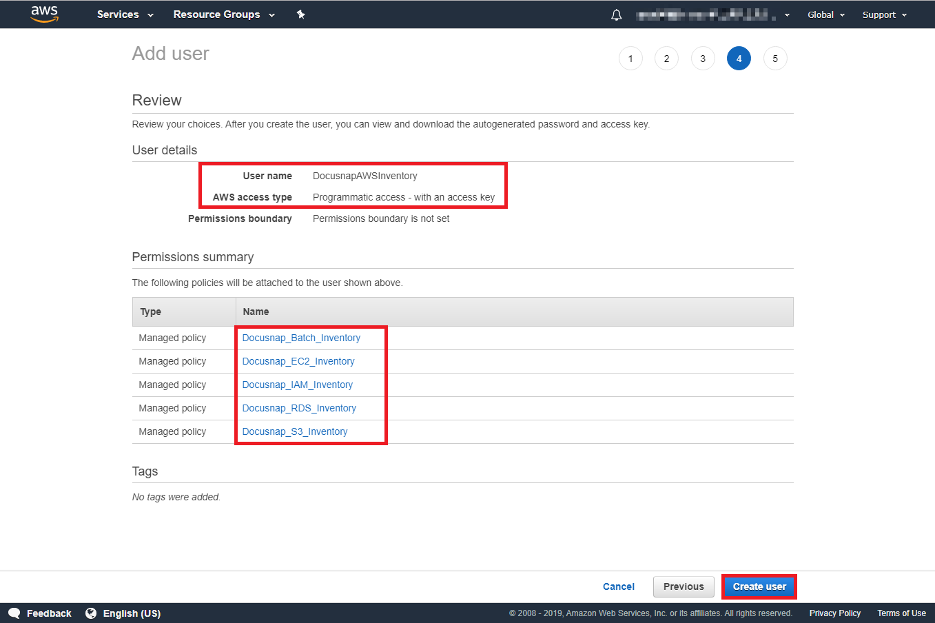 Docusnap Inventory AWS Preparations User Completed Docusnap Inventory AWS Preparations User Completed