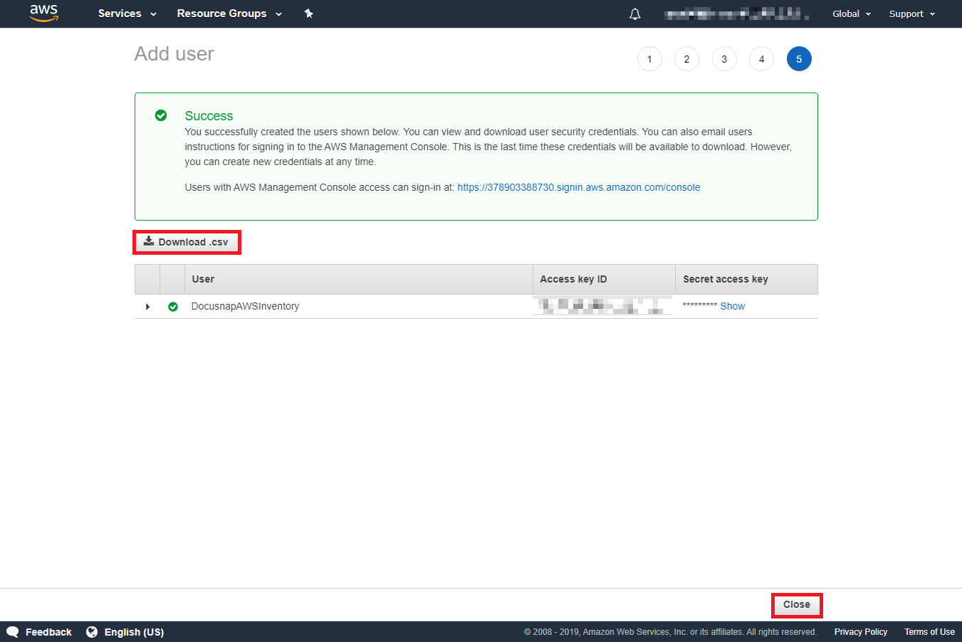 Docusnap Inventory AWS Preparations User CSV Docusnap Inventory AWS Preparations User CSV