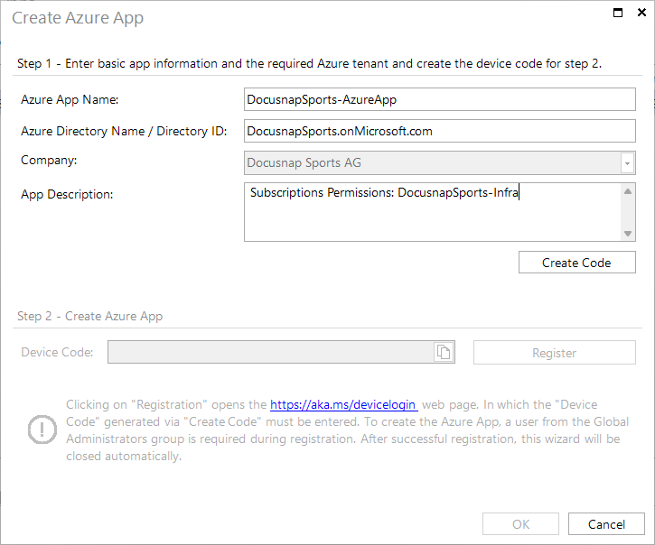 Docusnap Create Azure App Docusnap Create Azure App