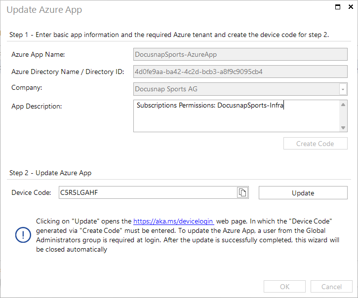 Docusnap Azure App Update