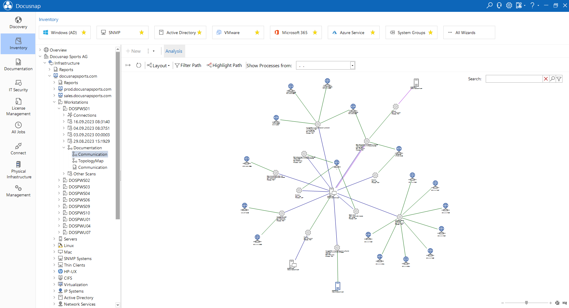 Docusnap Inventory Communication Paths Visualisation Docusnap Inventory Communication Paths Visualisation