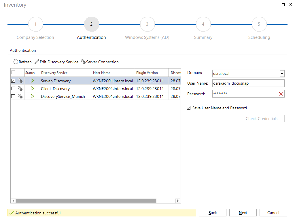 Docusnap Inventory Authentication Docusnap Inventory Authentication