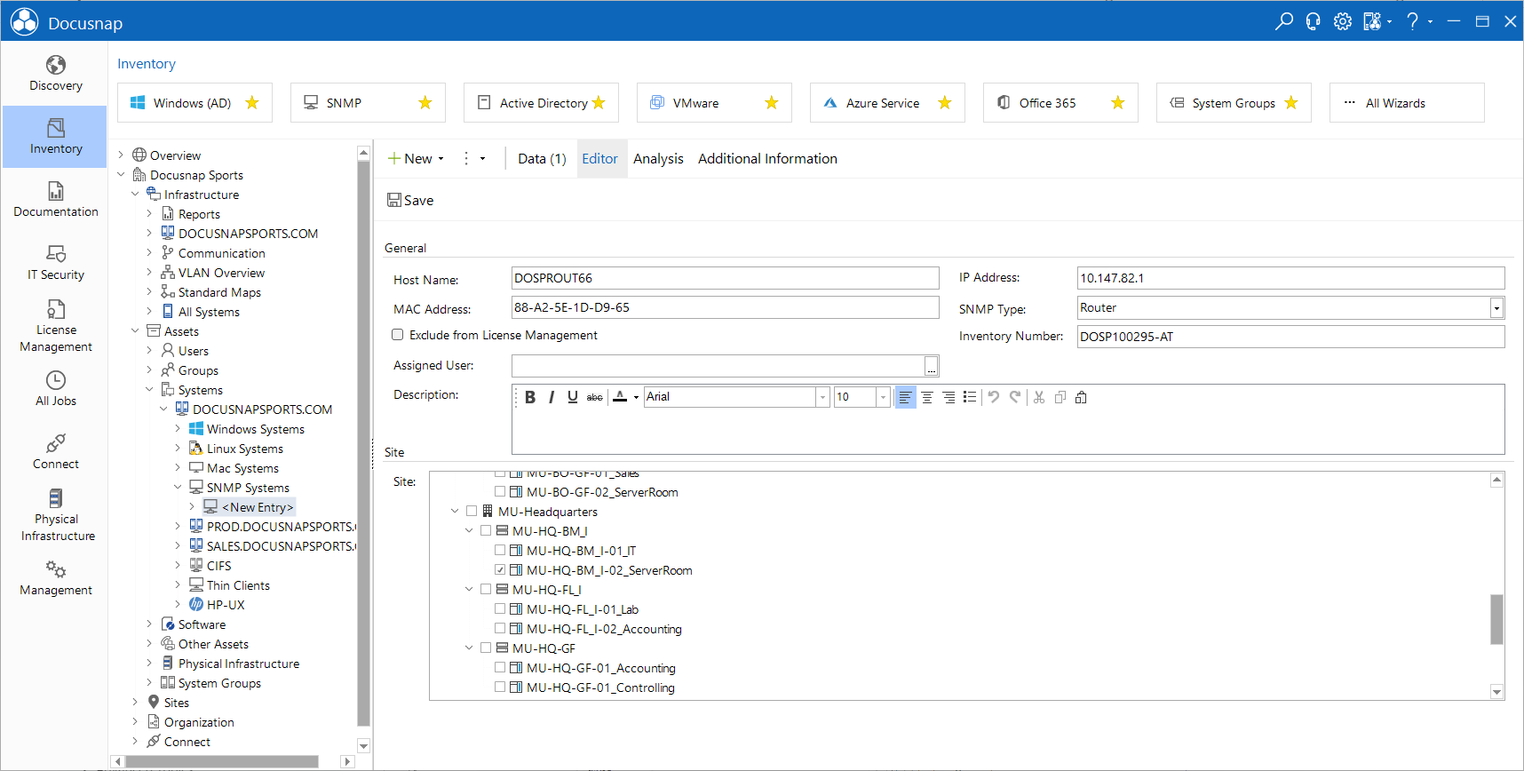 Docusnap Data Explorer New SNMP