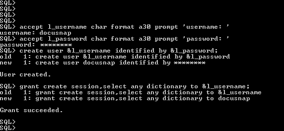 Docusnap Oracle Create User SQLPlus Docusnap Oracle Create User SQLPlus