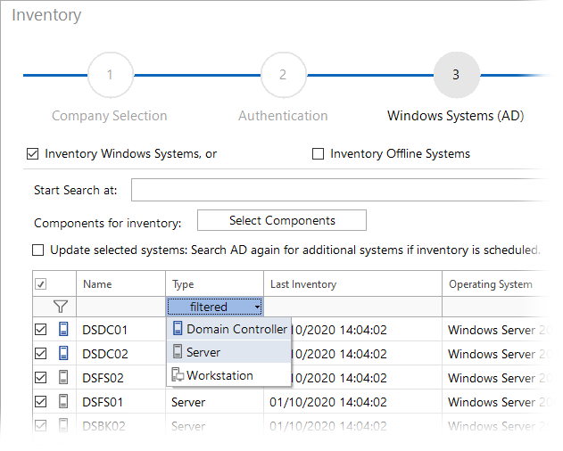 Docusnap Inventory Windows Systems Filter Docusnap Inventory Windows Systems Filter