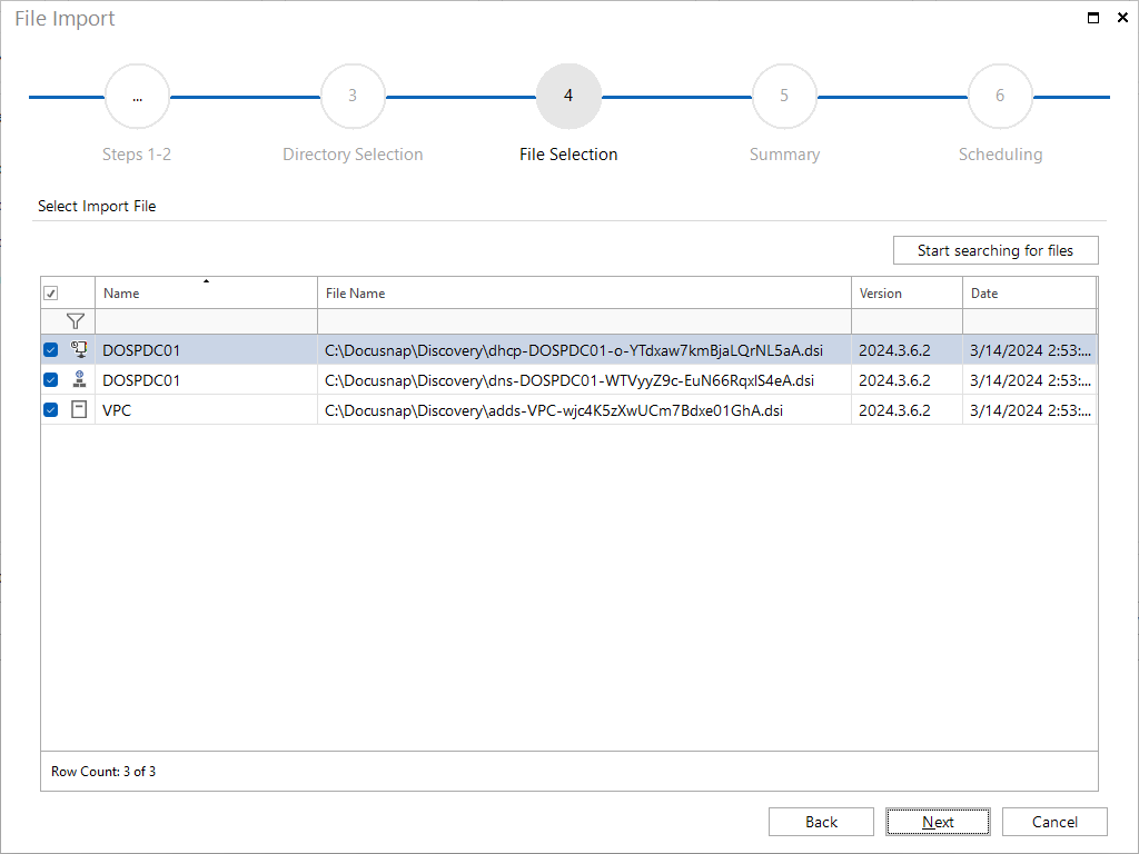 Docusnap File Selection Docusnap File Selection