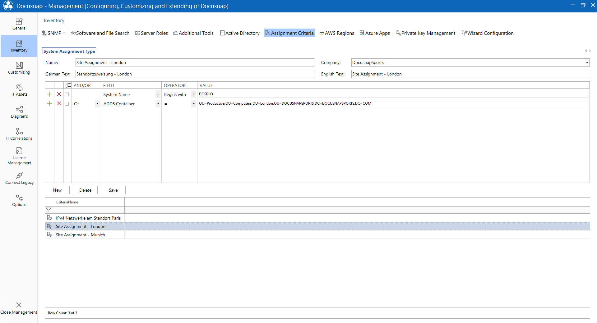 Docusnap Create Site Assignment Criterias Docusnap Create Site Assignment Criterias