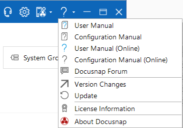 Docusnap menu help support